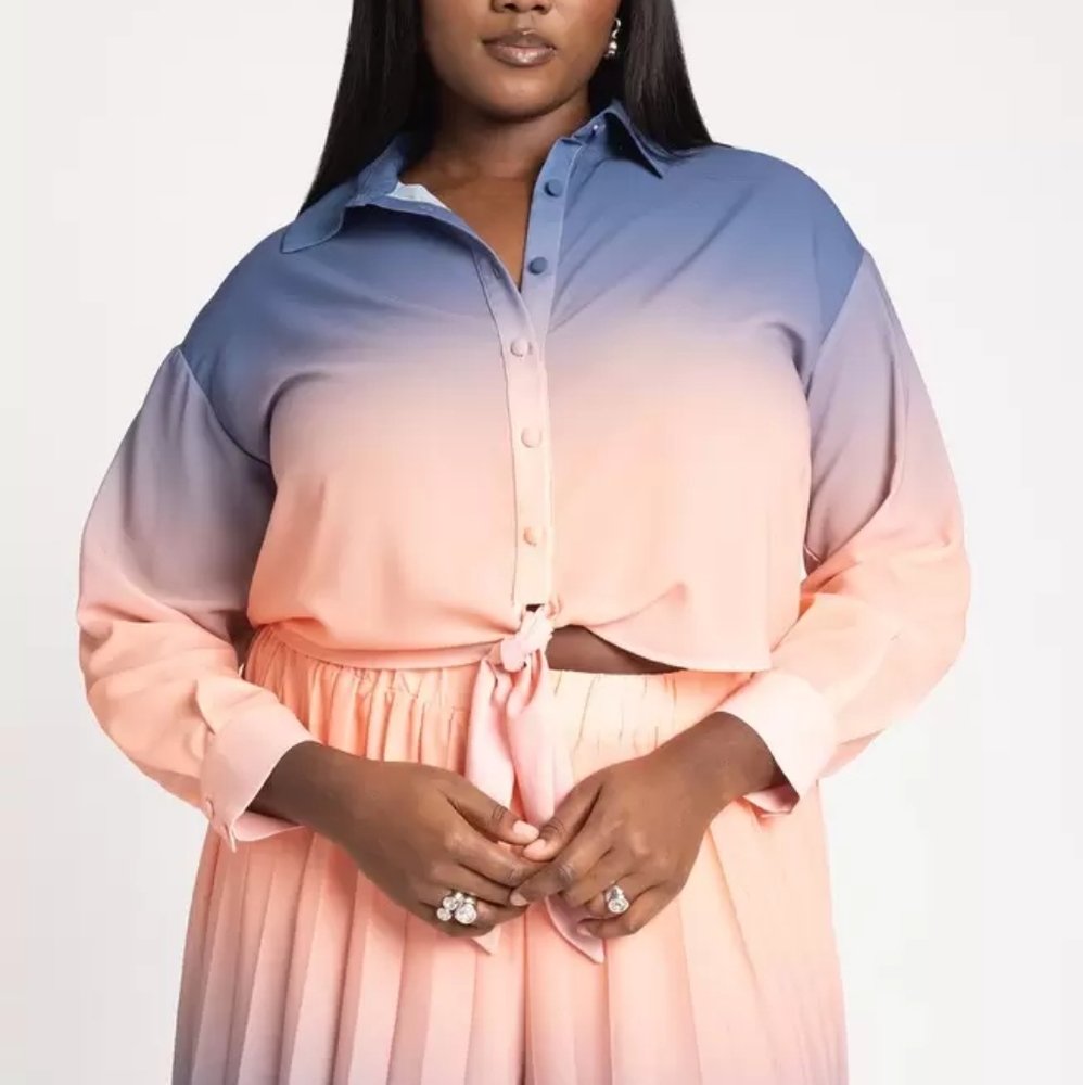 NWT Tie-front Ombre Shirt